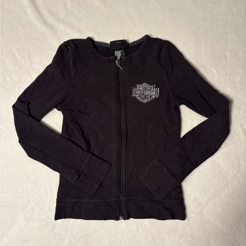 Harley Davidson embellished zip-up jacket
